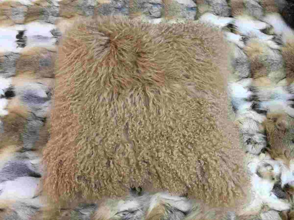 R5603BZ Mongolian Sheep Throw Pillow (Camel)