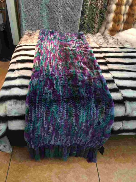 R5650BZ Rex Rabbit Hand-Woven Peacock Throw