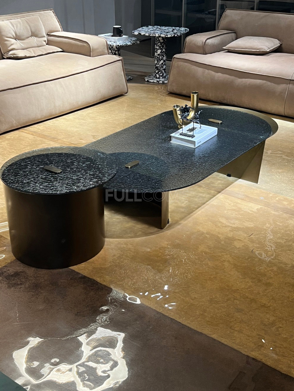 The Rippled Glass Coffee Table Set