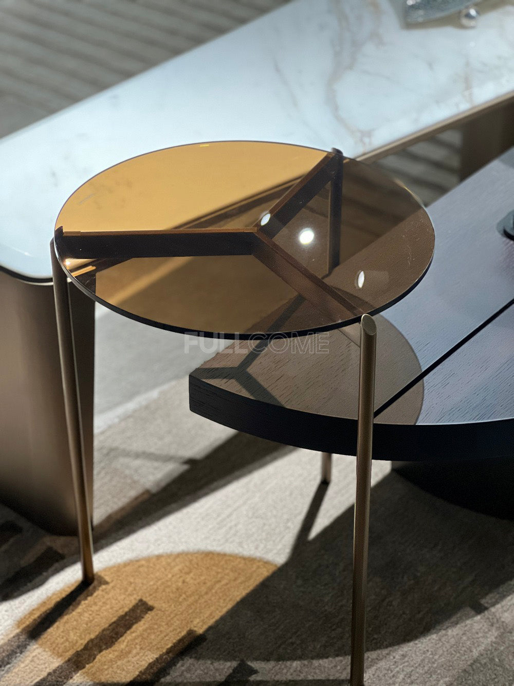 The Amber Glass Tripod Side Table