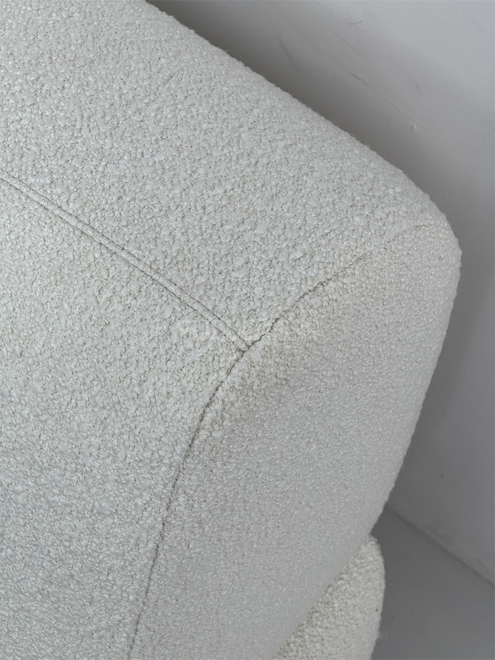 The Buttoned Boucle Platform Bed