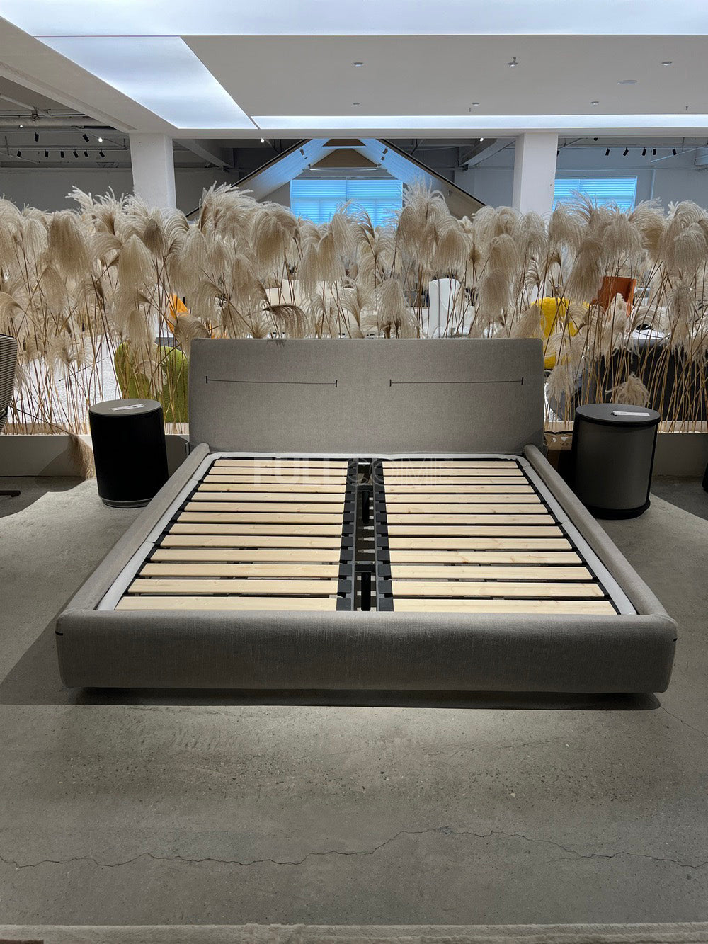 The Grey Banded Headboard Bed