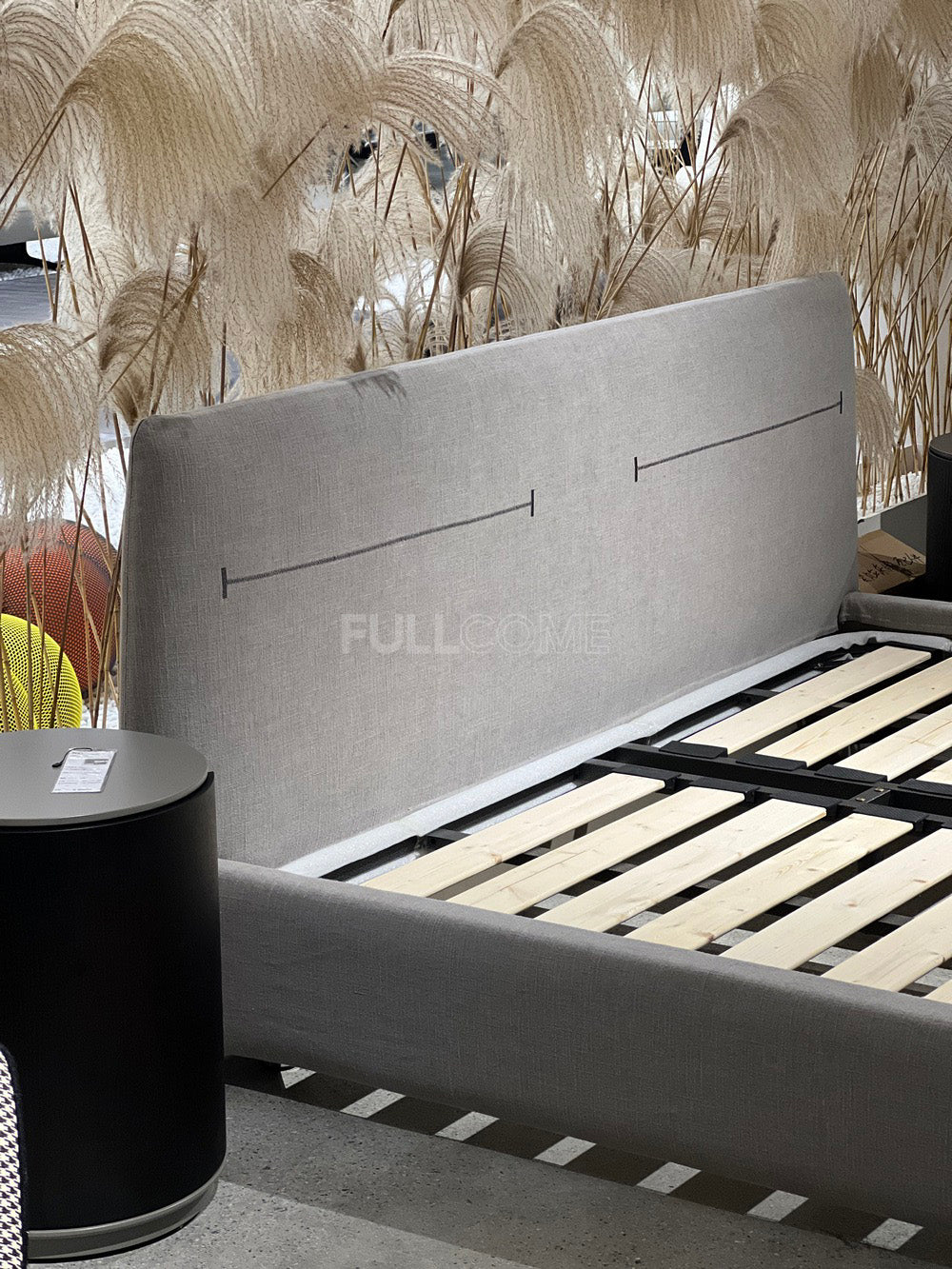 The Grey Banded Headboard Bed