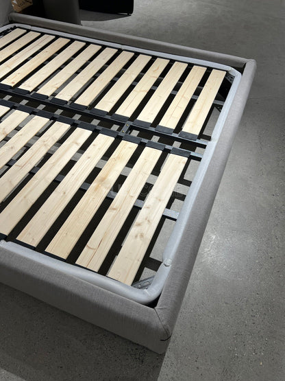 The Grey Banded Headboard Bed