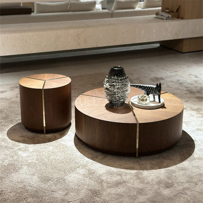 The Radial Inlay Drum Coffee Table