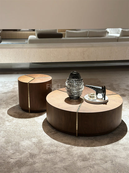 The Radial Inlay Drum Coffee Table