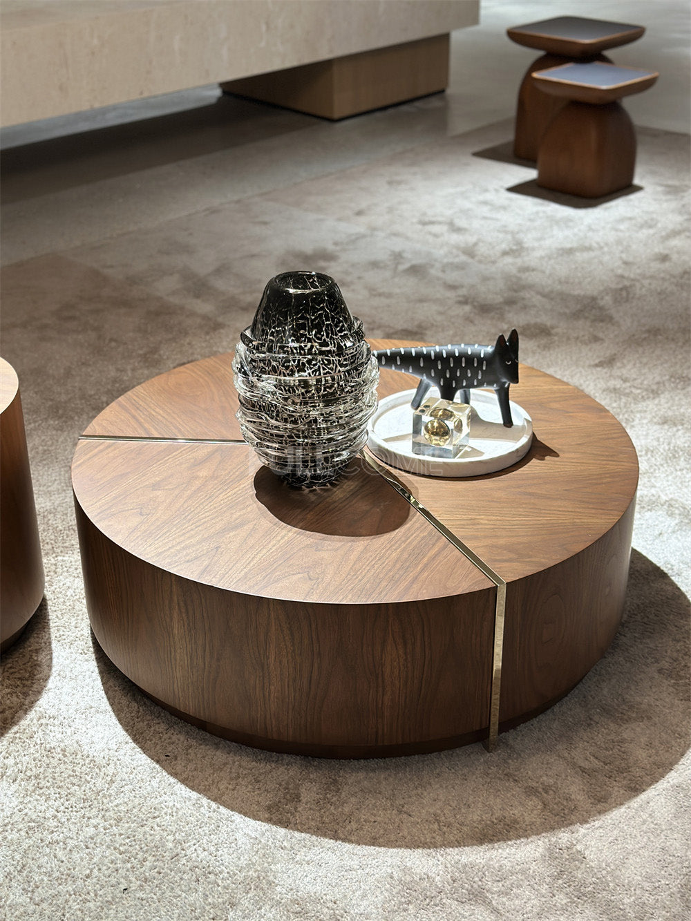 The Radial Inlay Drum Coffee Table