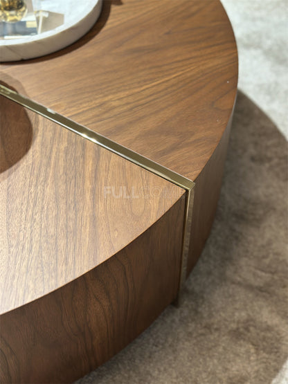 The Radial Inlay Drum Coffee Table