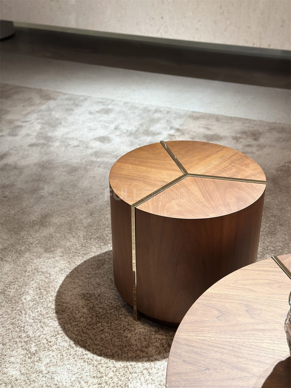 The Radial Inlay Drum Coffee Table