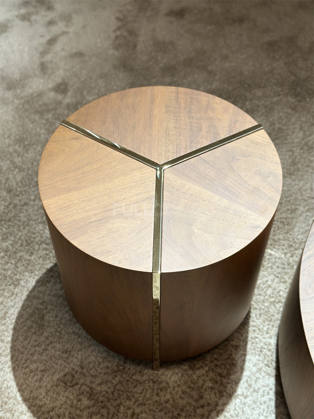 The Radial Inlay Drum Coffee Table