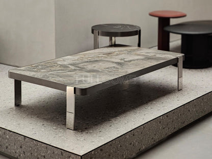 The Rounded-Corner Grey Stone Coffee Table