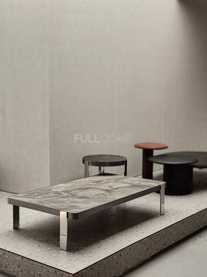 The Rounded-Corner Grey Stone Coffee Table