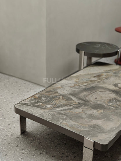 The Rounded-Corner Grey Stone Coffee Table