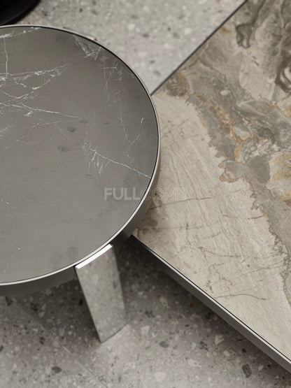 The Rounded-Corner Grey Stone Coffee Table