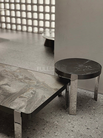 The Rounded-Corner Grey Stone Coffee Table