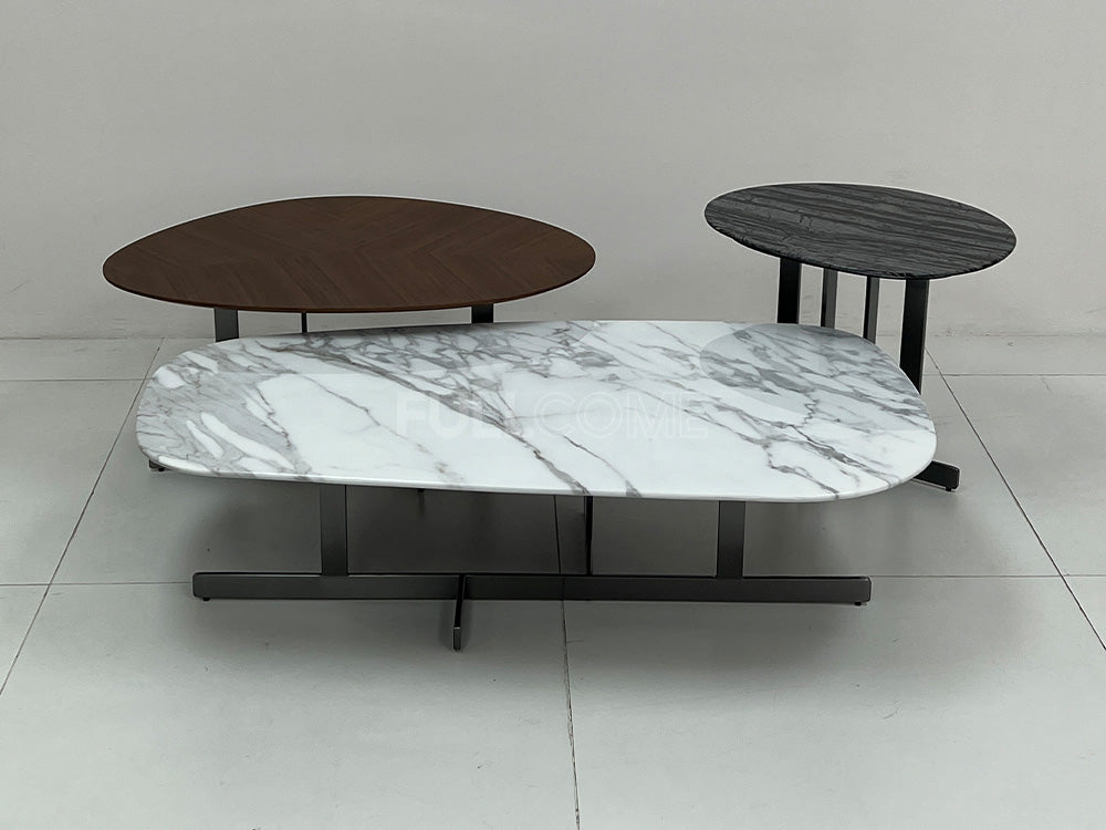 The Trio Stone and Timber Nesting Coffee Tables