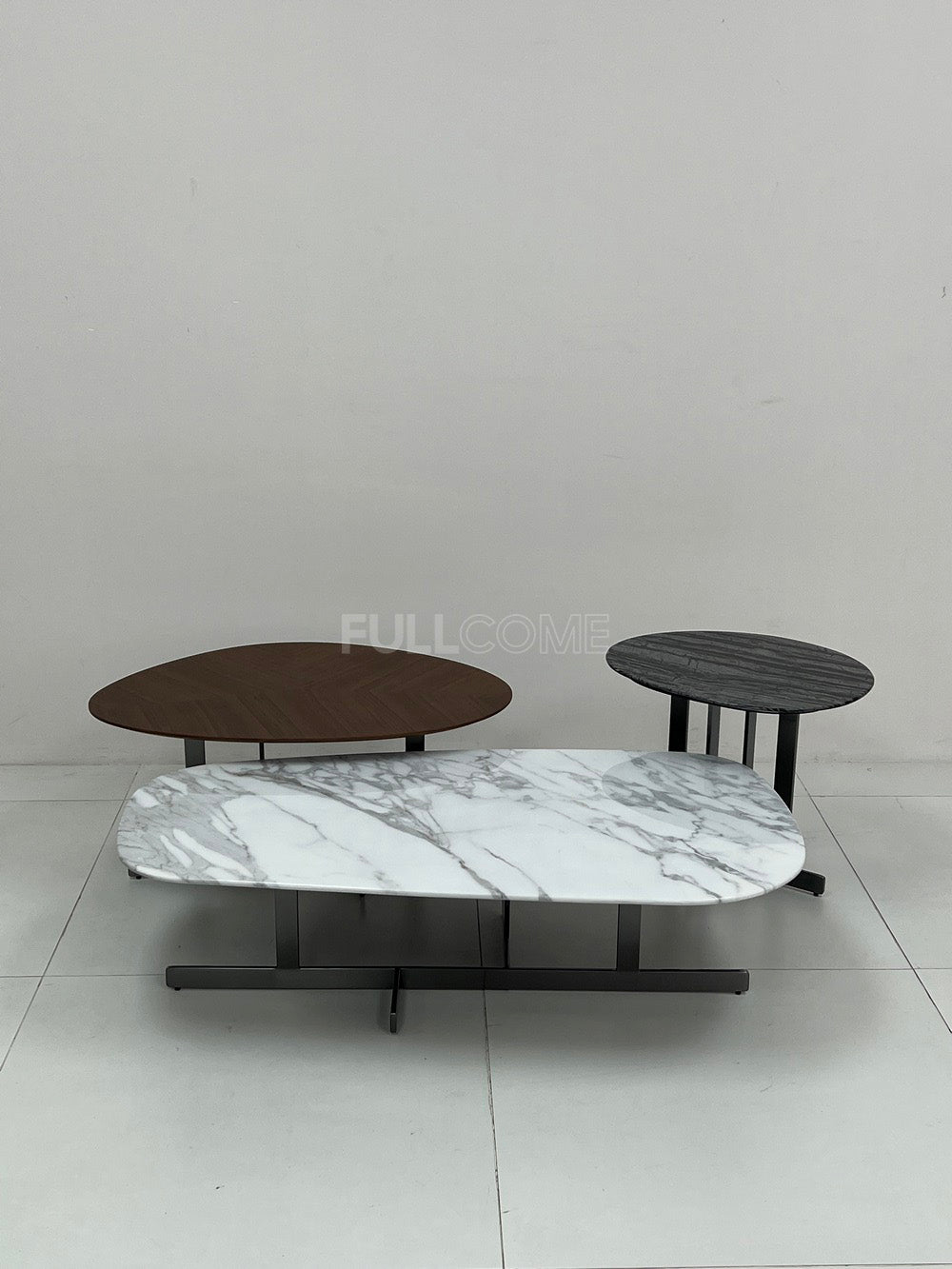 The Trio Stone and Timber Nesting Coffee Tables