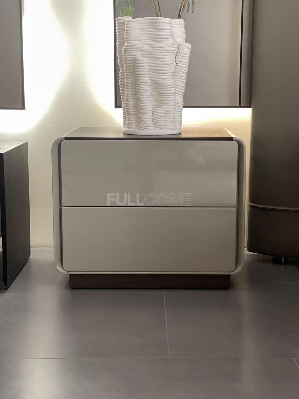 The Ivory Wood Cap Nightstand