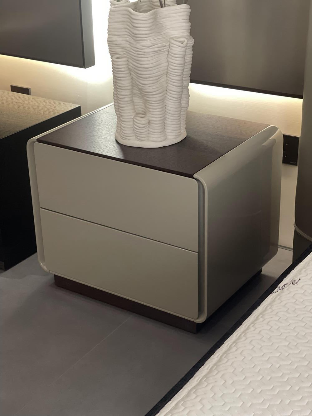 The Ivory Wood Cap Nightstand
