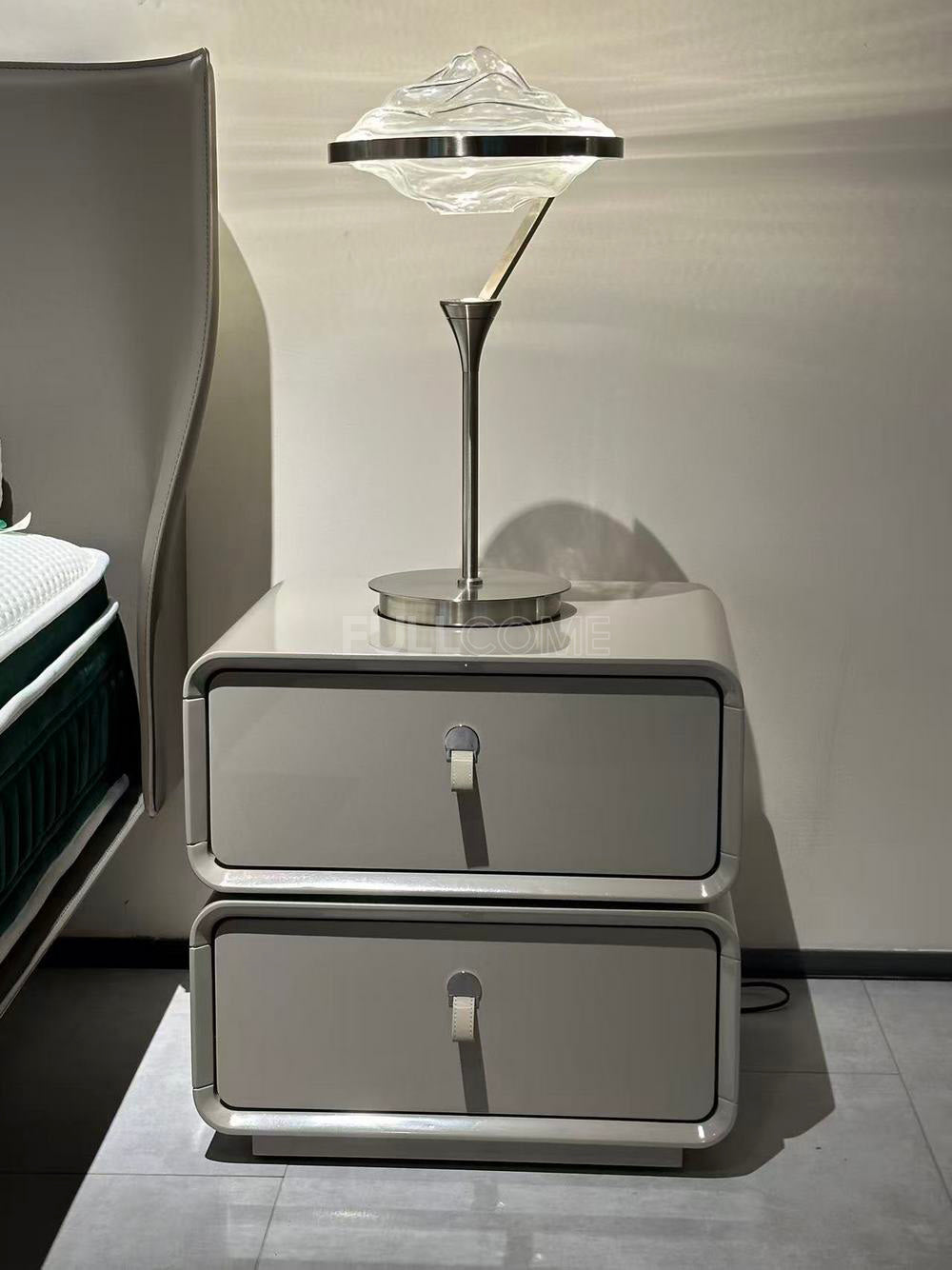 The Gloss Grey Tab Nightstand