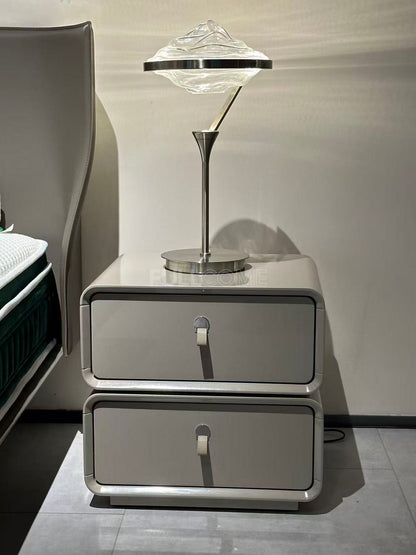 The Gloss Grey Tab Nightstand