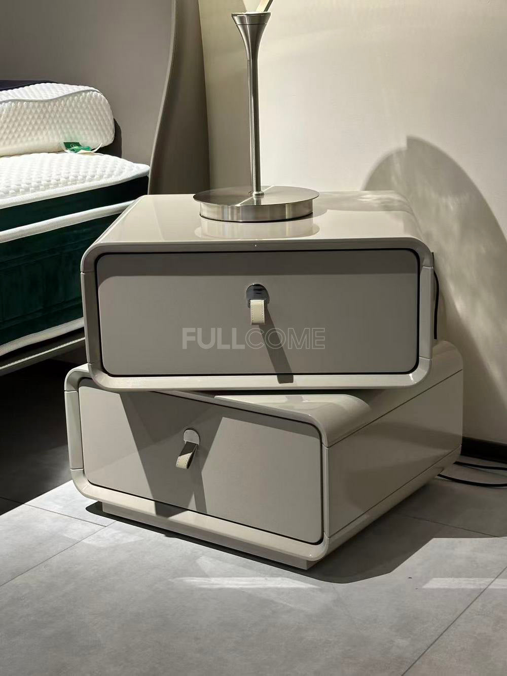 The Gloss Grey Tab Nightstand
