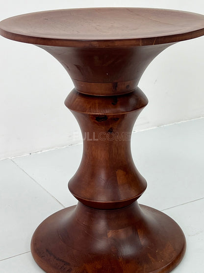 The Turned Pedestal Wood Side Table