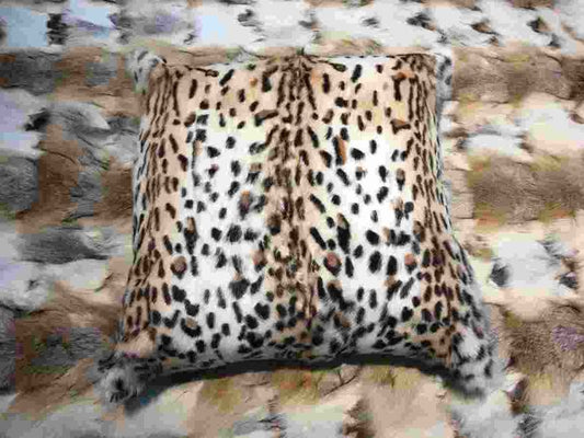 R5616BZ Small Goat Whole Hide Dyed Leopard Pattern Throw Pillow