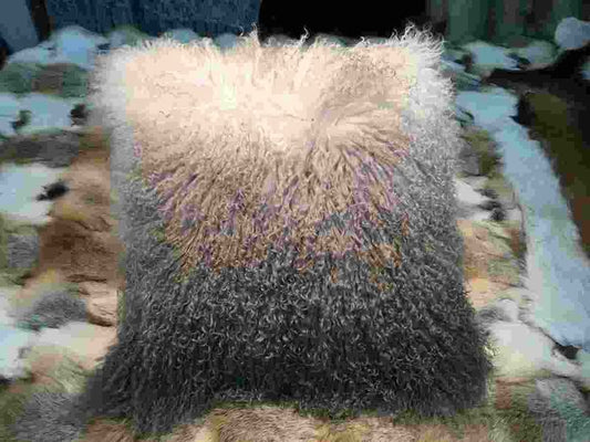 R5610BZ Mongolian Sheep Throw Pillow (Gray Dip-Dyed)