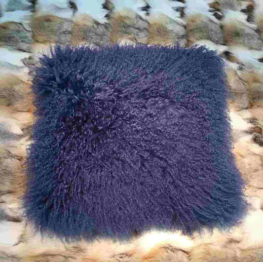 R5605BZ Mongolian Sheep Throw Pillow (Denim Blue)