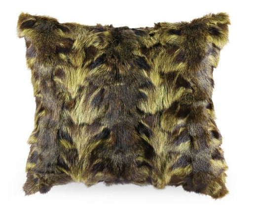R5630BZ Raccoon Dog Head Dyed Green Throw Pillow